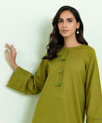 PRINTED KHADDAR Shirt_Lime Green