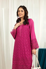 Deep Carmine - Embroidered Stitch Chikankari Kurti