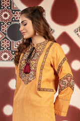 Faded Orange - Exclusive Embroidered Lawn Stitch Kurti