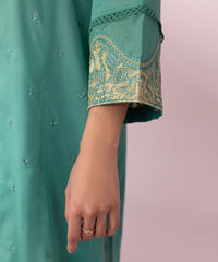 EMBROIDERED LAWN SHIRT JADE GREEN