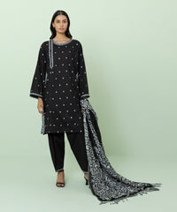 3 PIECE - EMBROIDERED MULTI NEPS -Black