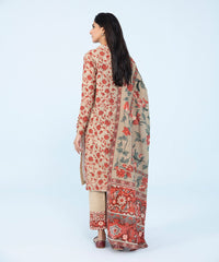 3 PIECE - PRINTED CAMBRIC SUIT_Beige And Red