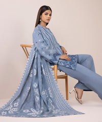 3 PIECE - EMBROIDERED JACQUARD SUIT-Unstitched-029