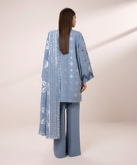 3 PIECE - EMBROIDERED JACQUARD SUIT-Unstitched-029