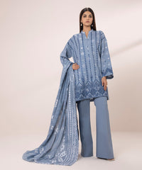 3 PIECE - EMBROIDERED JACQUARD SUIT-Unstitched-029