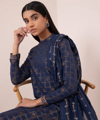 3 PIECE - EMBROIDERED JACQUARD SUIT-Unstitched-026