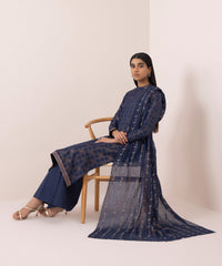 3 PIECE - EMBROIDERED JACQUARD SUIT-Unstitched-026