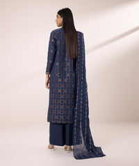 3 PIECE - EMBROIDERED JACQUARD SUIT-Unstitched-026