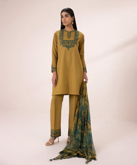 3 PIECE - EMBROIDERED DOBBY SUIT-Unstitched-012