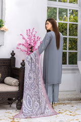 Embroidered Viscose Suit-2659