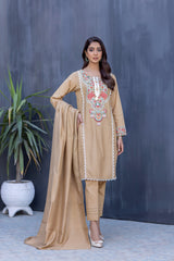 Embroidered Slub Kadder Suit-2559