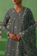 DUSTY GRANITE-3 PIECE LAWN EMBROIDERED SUIT