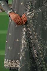 DUSTY GRANITE-3 PIECE LAWN EMBROIDERED SUIT