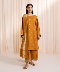 3 PIECE - EMBROIDERED KHADDAR SUIT_Mustard K