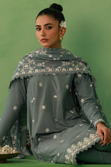 DUSTY GRANITE-3 PIECE LAWN EMBROIDERED SUIT