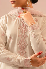 IVORY CREAM-3 PIECE EMBROIDERED LAWN SUIT by Cross Stitch