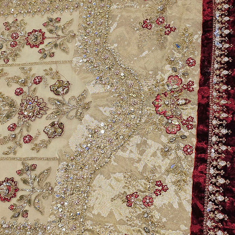 Maria B BD-2905-Ivory and Maroon