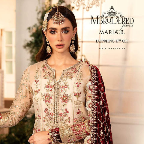 Maria B BD-2905-Ivory and Maroon