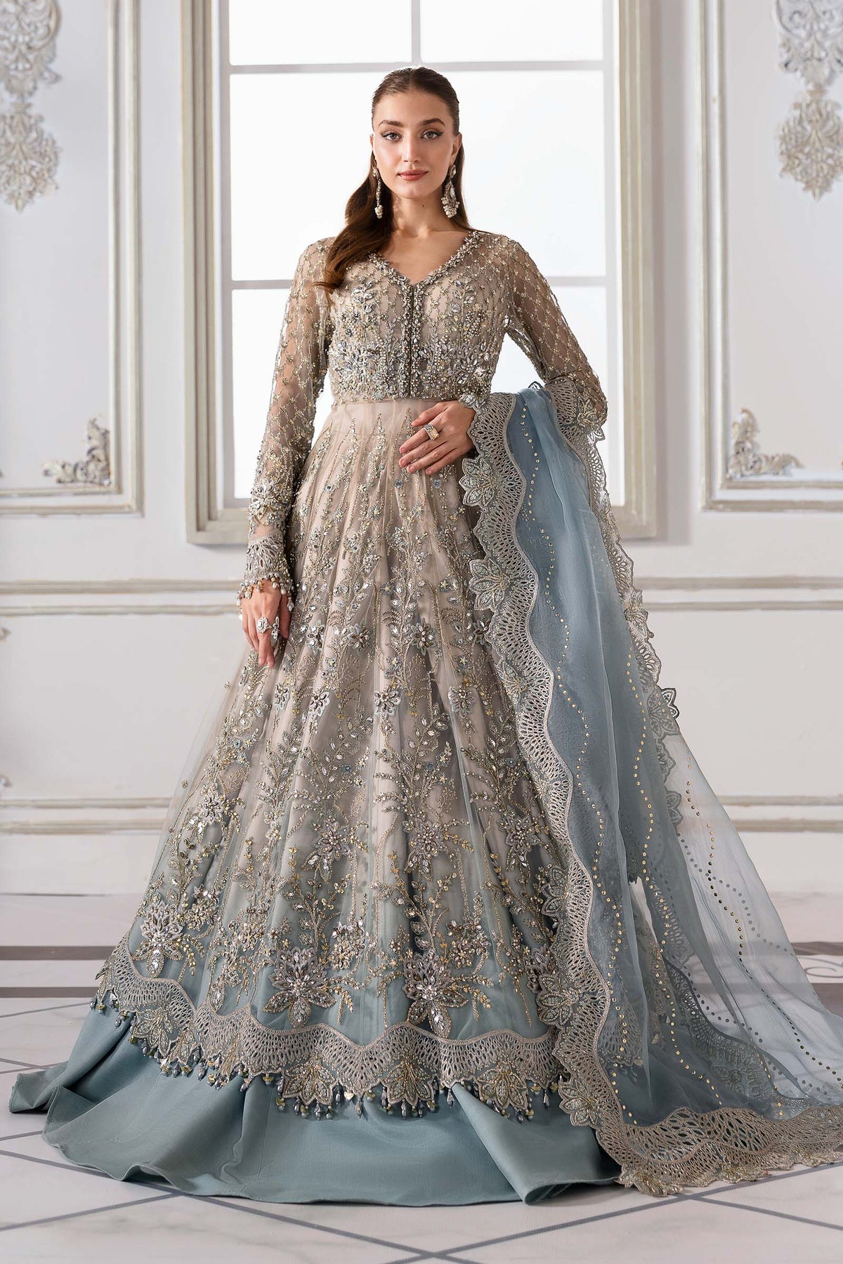 BD-3002-Coffee to Aqua pakistani indian wedding dress mariab bridal party wear eid colection luxury guest clothes cheap ready made salwar kameez free delivery