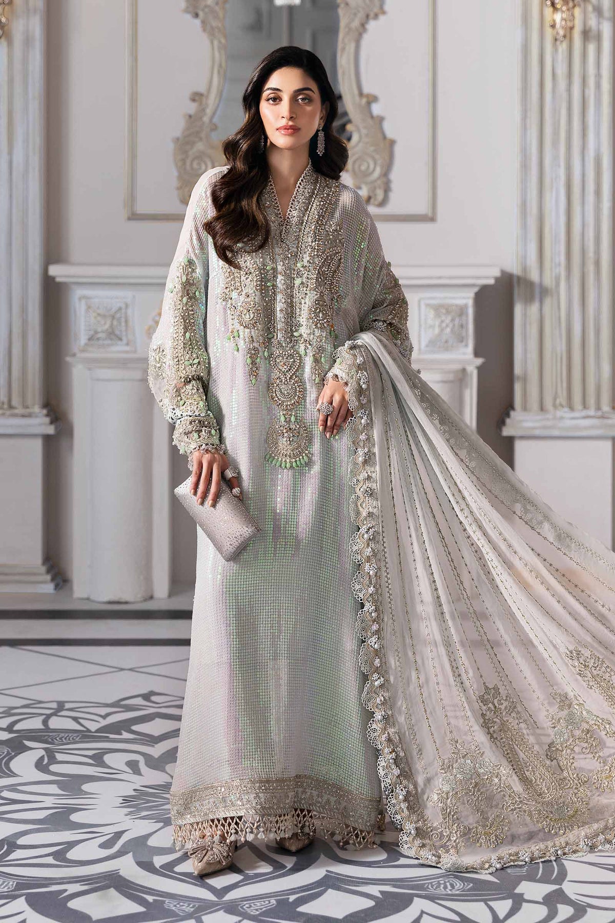 BD-3005-Ice Blue pakistani indian wedding dress mariab bridal party wear eid colection luxury guest clothes cheap ready made salwar kameez free delivery