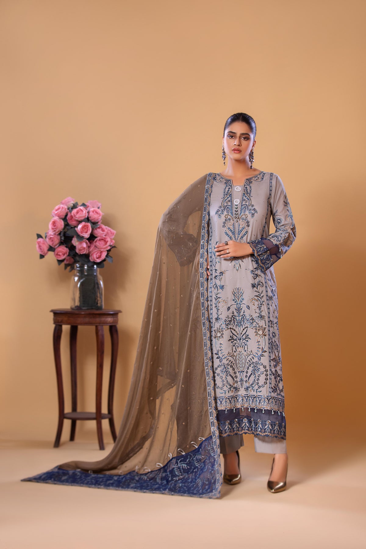 Heera's-3 piece Suit- Greyish Blue