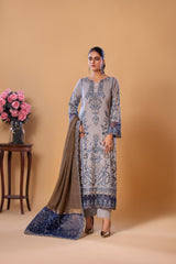 Heera's-3 piece Suit- Greyish Blue