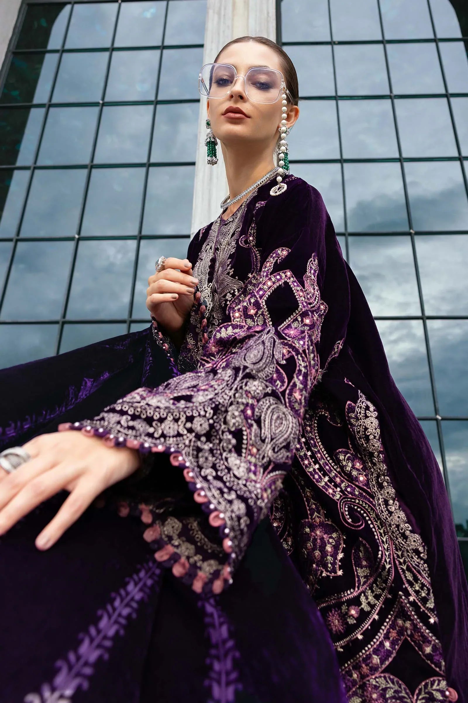 MARIA B- Embroidered Velvet Suit WL-1311