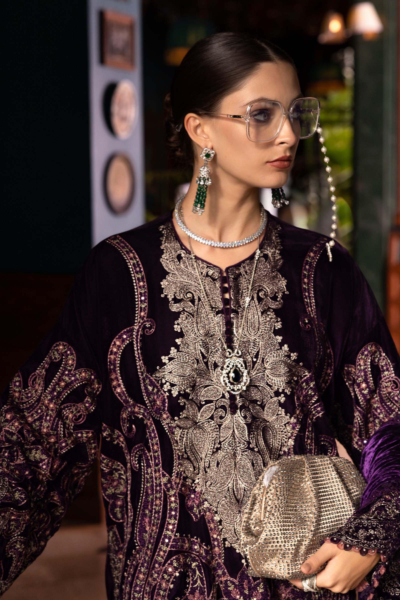MARIA B- Embroidered Velvet Suit WL-1311