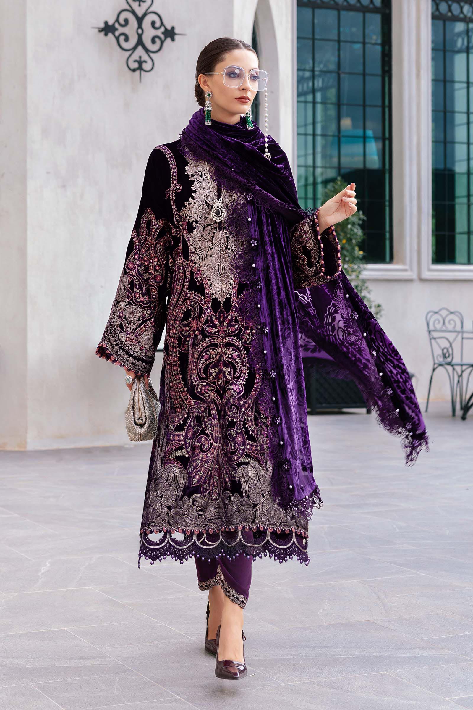 MARIA B- Embroidered Velvet Suit WL-1311