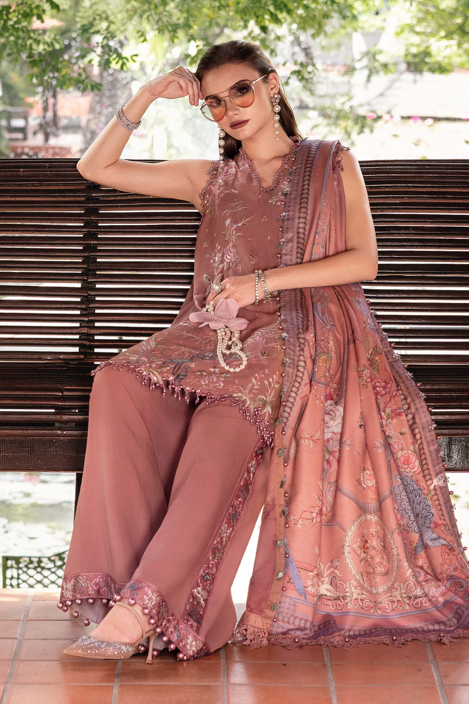 MARIA B-Embroidered Twill Linen Suit MPT-2801-A