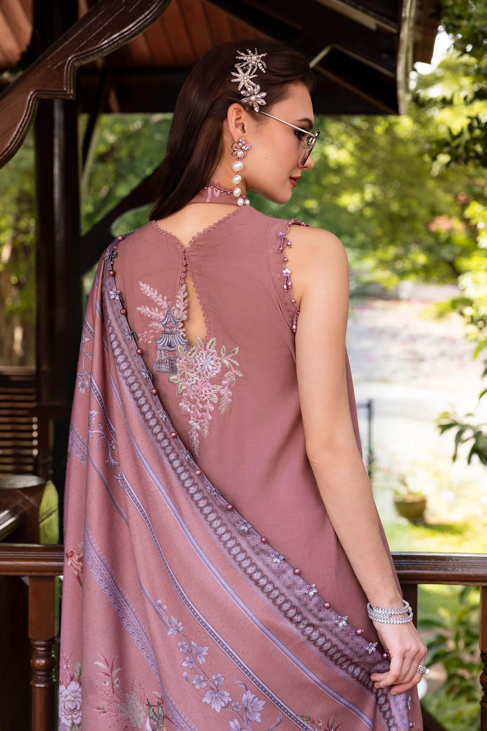 MARIA B-Embroidered Twill Linen Suit MPT-2801-A