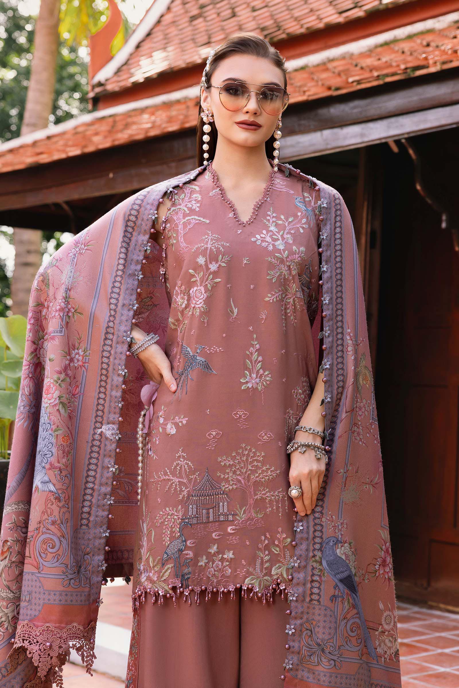 MARIA B-Embroidered Twill Linen Suit MPT-2801-A