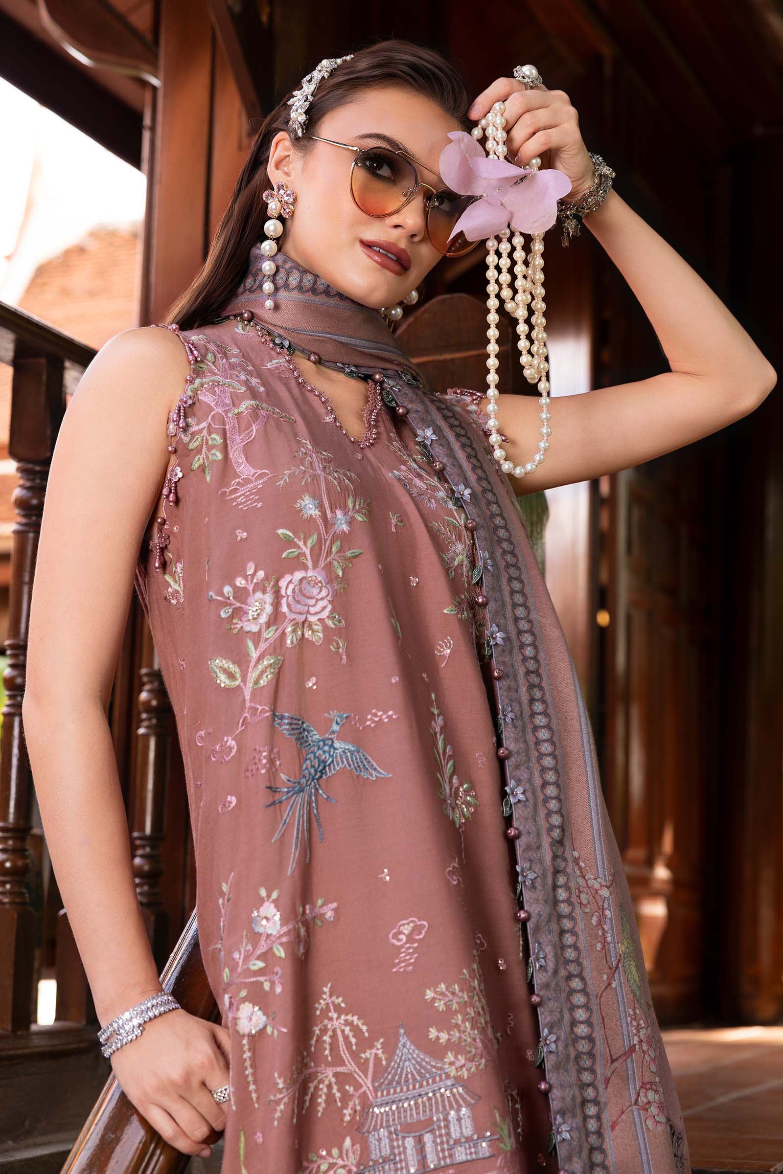 MARIA B-Embroidered Twill Linen Suit MPT-2801-A