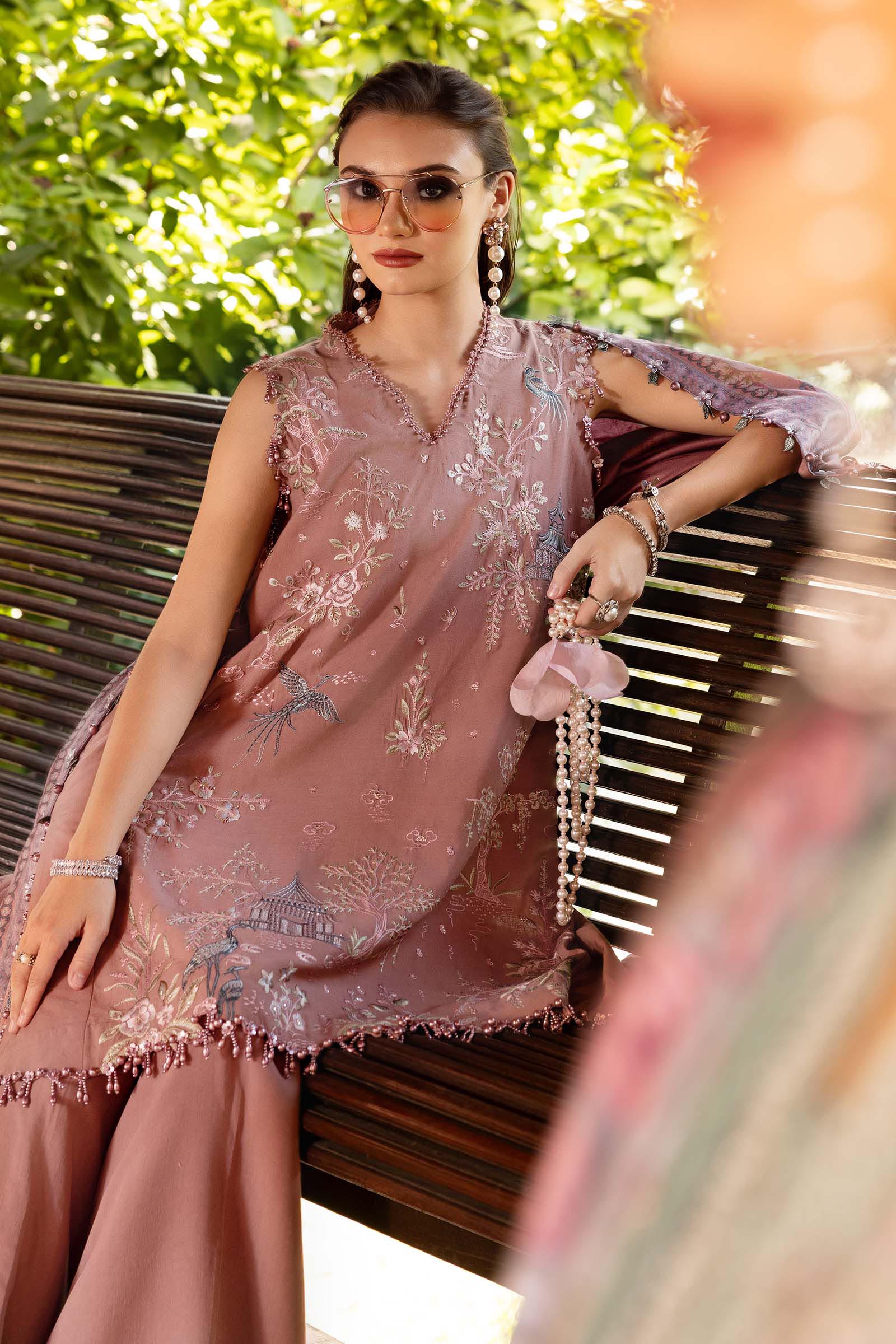 MARIA B-Embroidered Twill Linen Suit MPT-2801-A