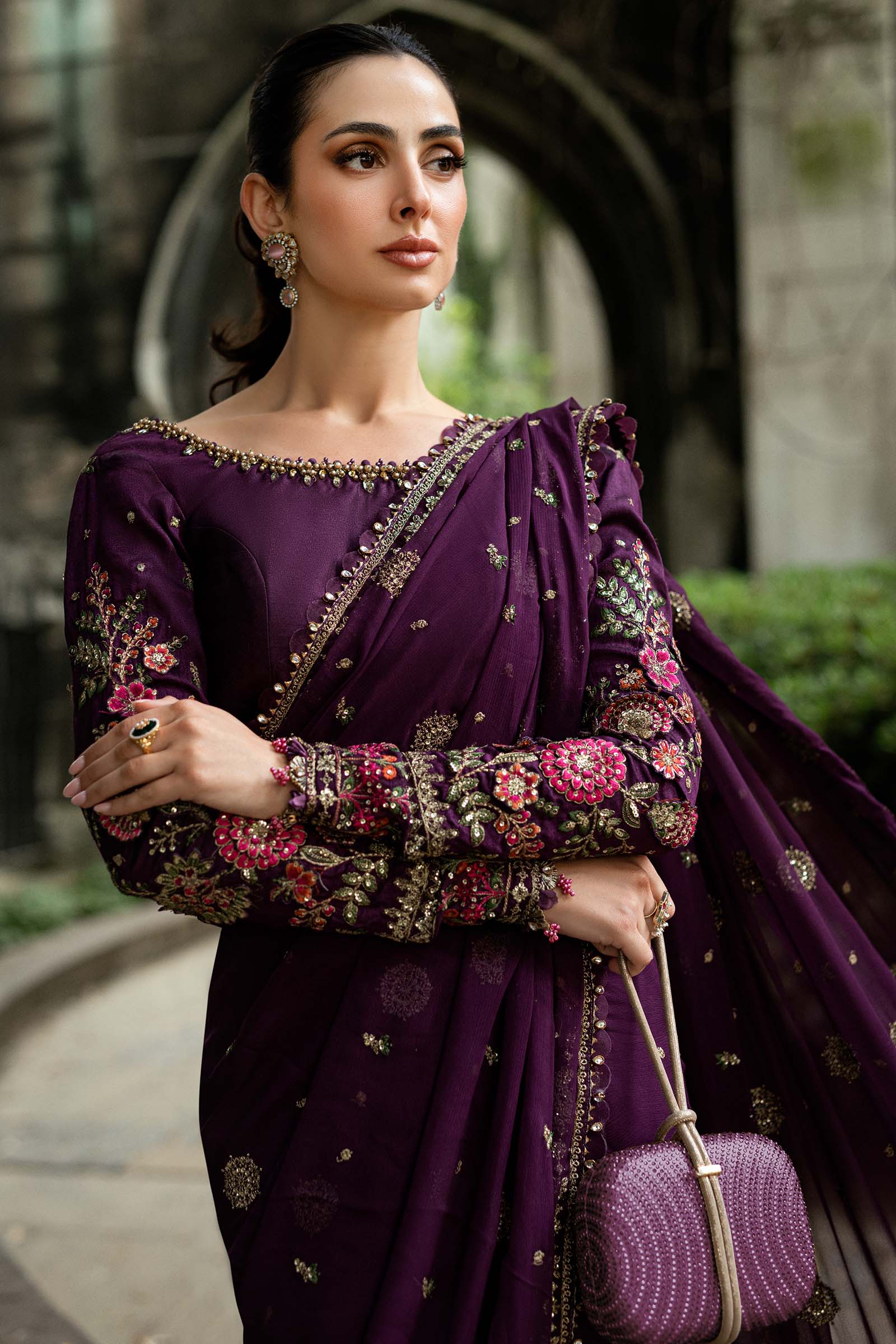 Maria B- Embroidered Chiffon Saree