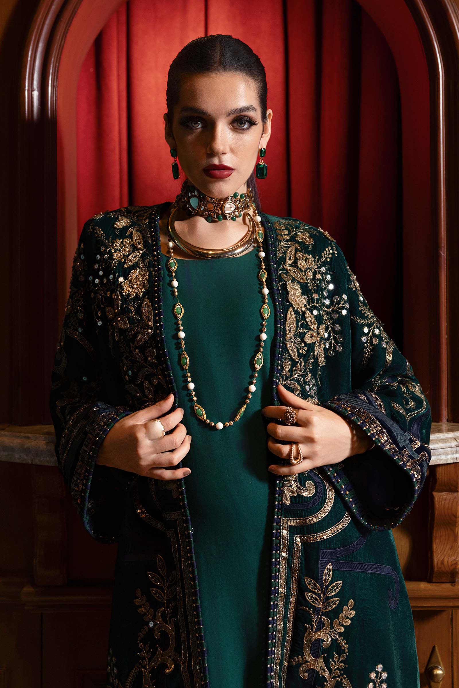 MARIA B- Embroidered Velvet Suit WL-1302