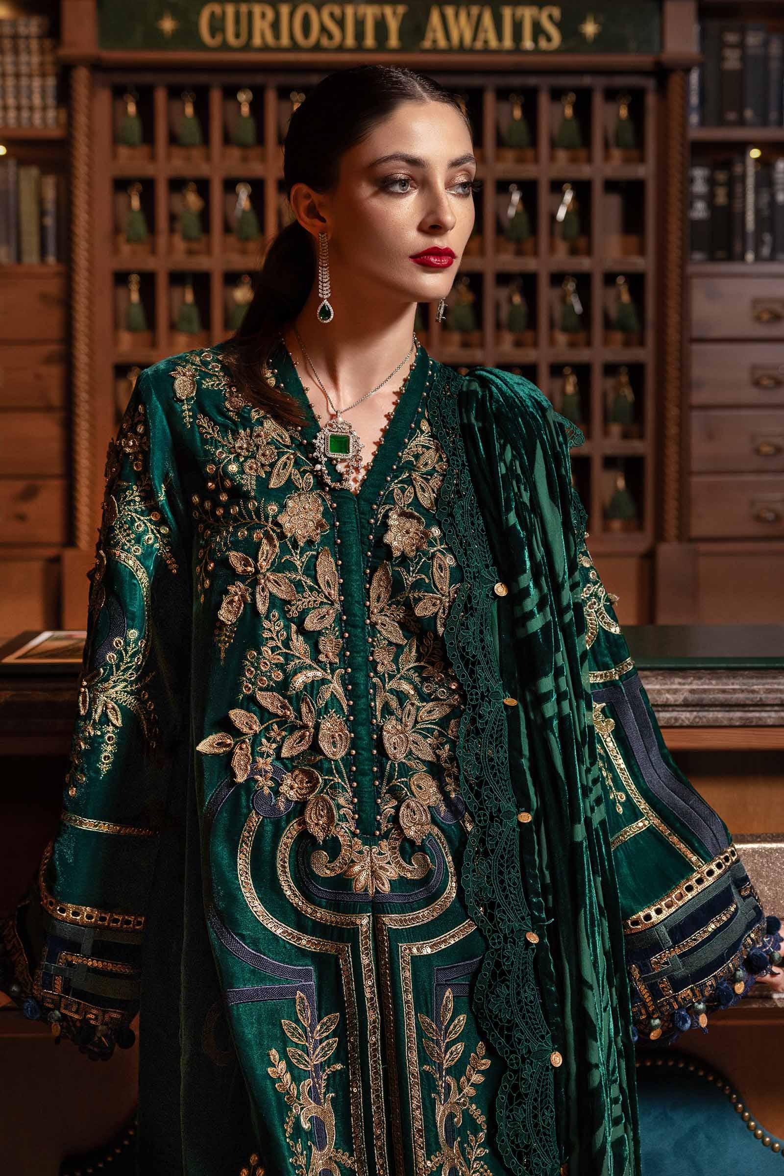 MARIA B- Embroidered Velvet Suit WL-1302