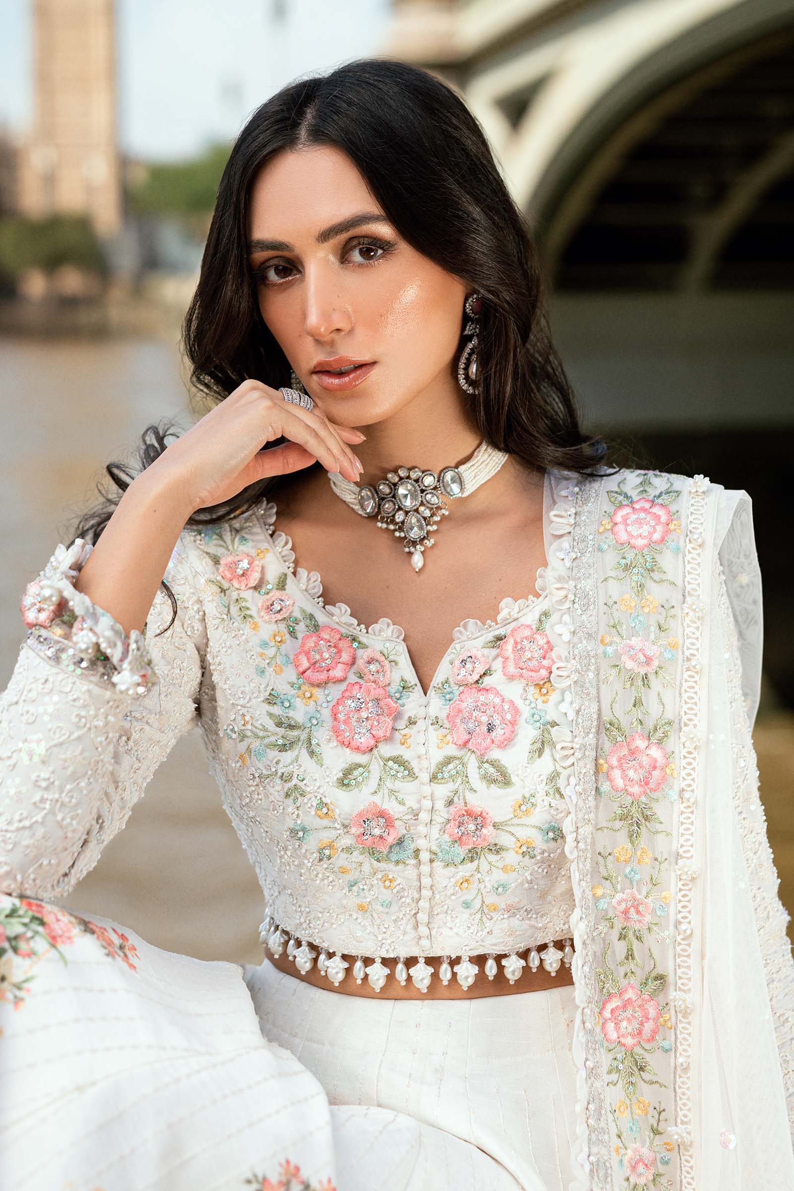 Maria B- Embroidered Raw Silk Suit
