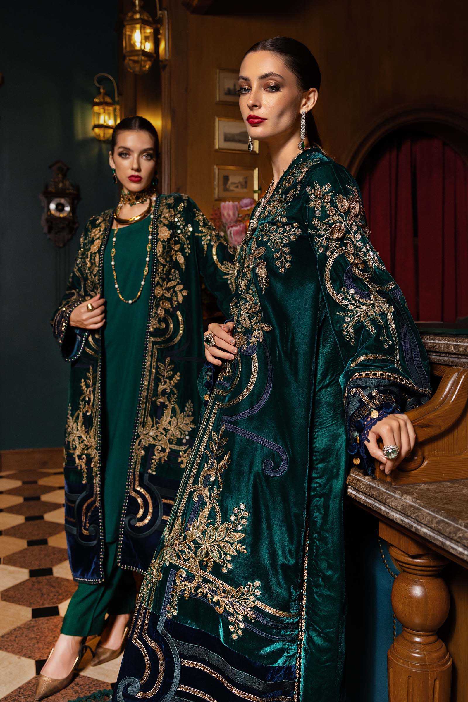 MARIA B- Embroidered Velvet Suit WL-1302