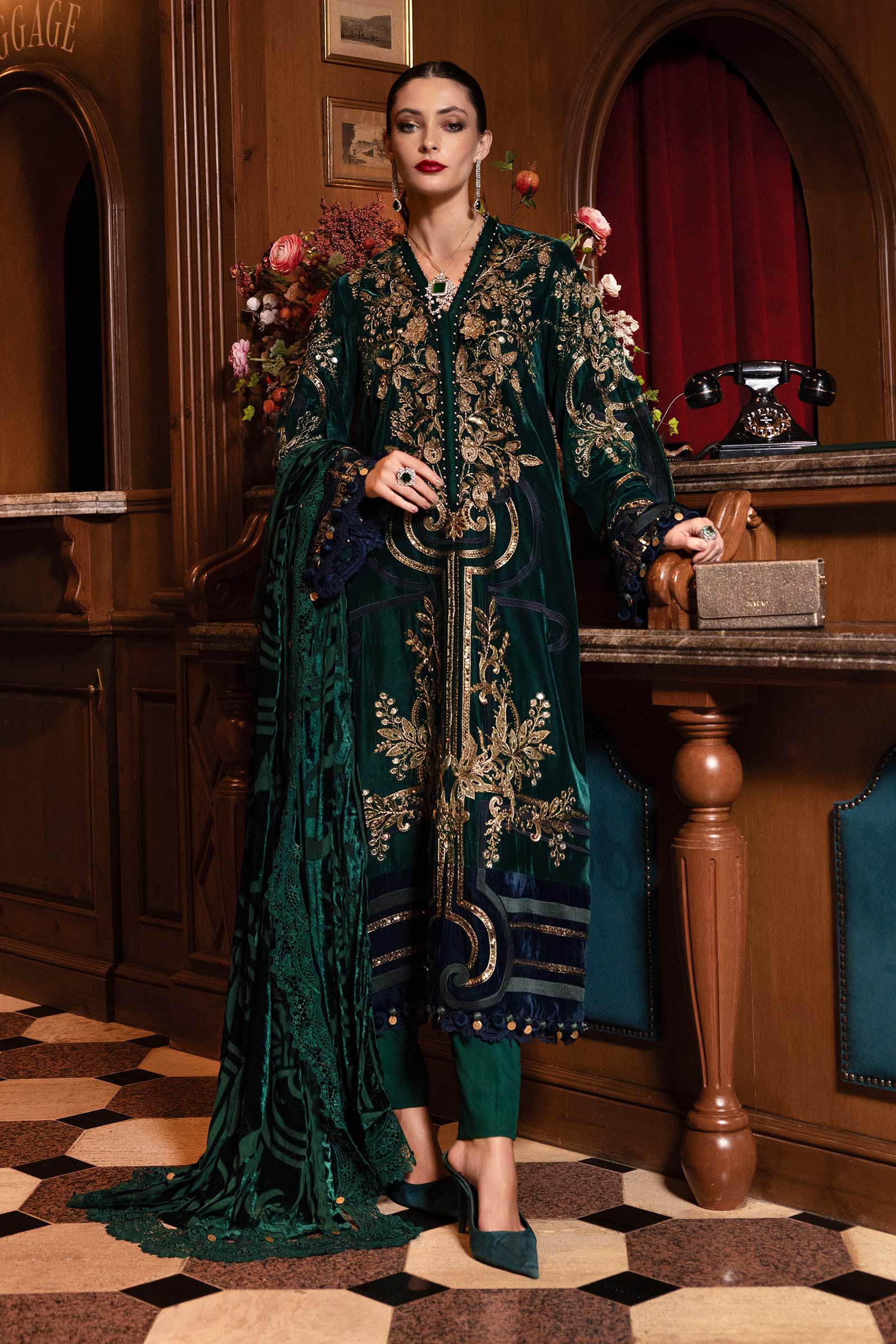 MARIA B- Embroidered Velvet Suit WL-1302