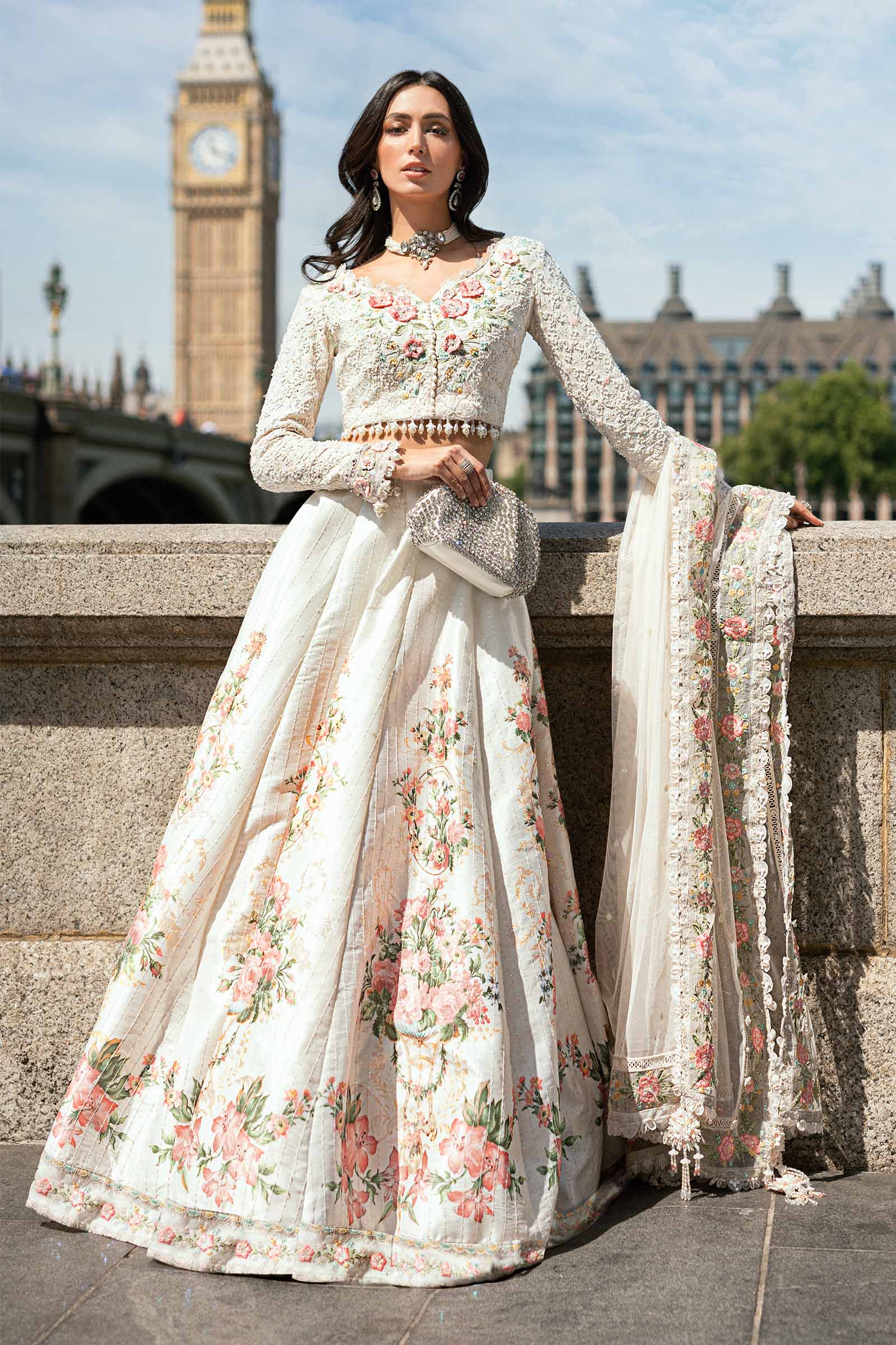 Maria B- Embroidered Raw Silk Suit