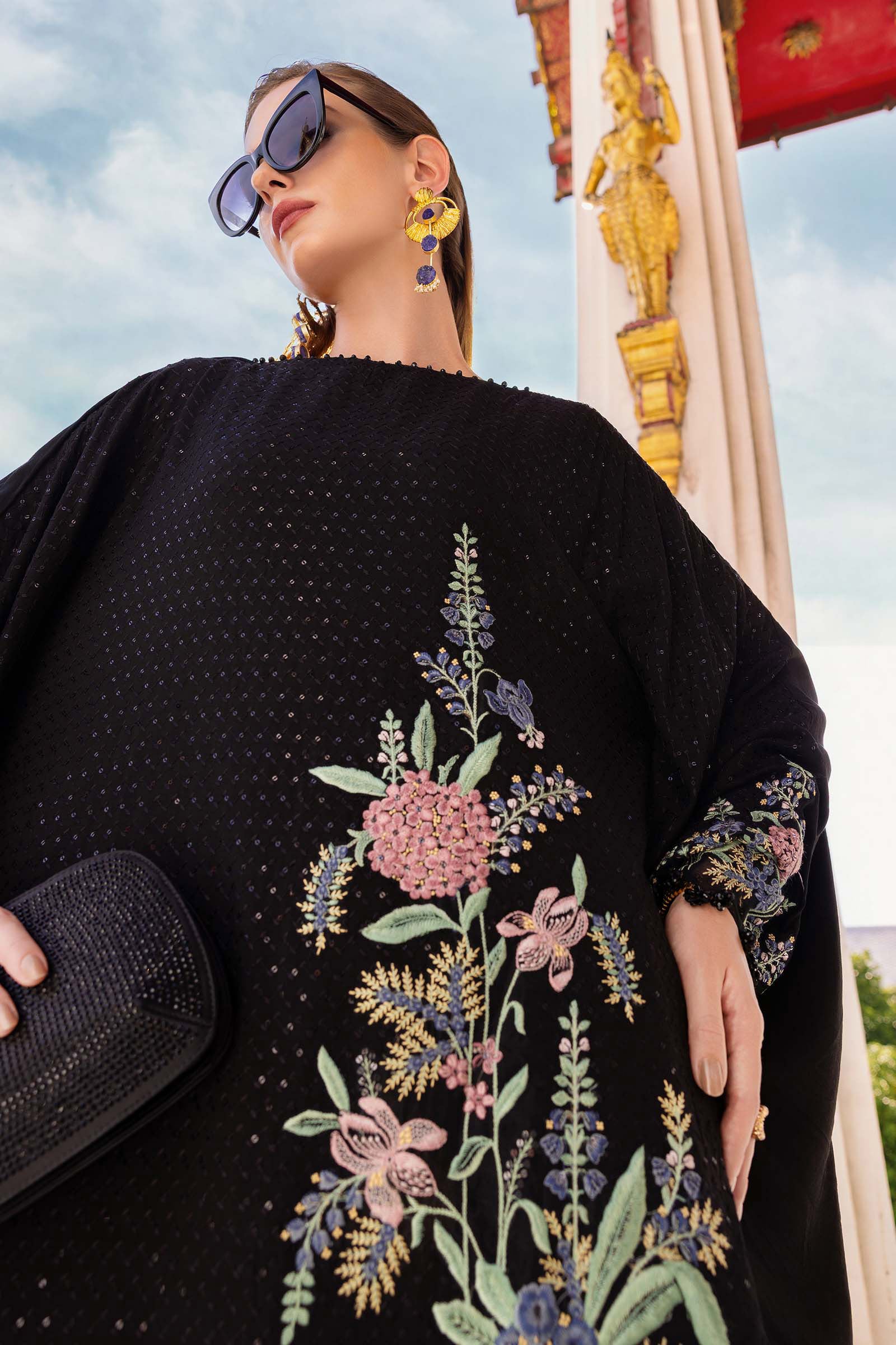 MARIA B- Embroidered Twill Linen Suit MPT-2802-B