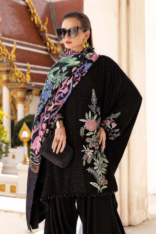 MARIA B- Embroidered Twill Linen Suit MPT-2802-B