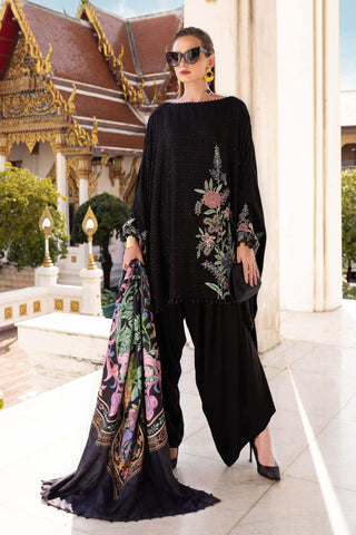 MARIA B- Embroidered Twill Linen Suit MPT-2802-B
