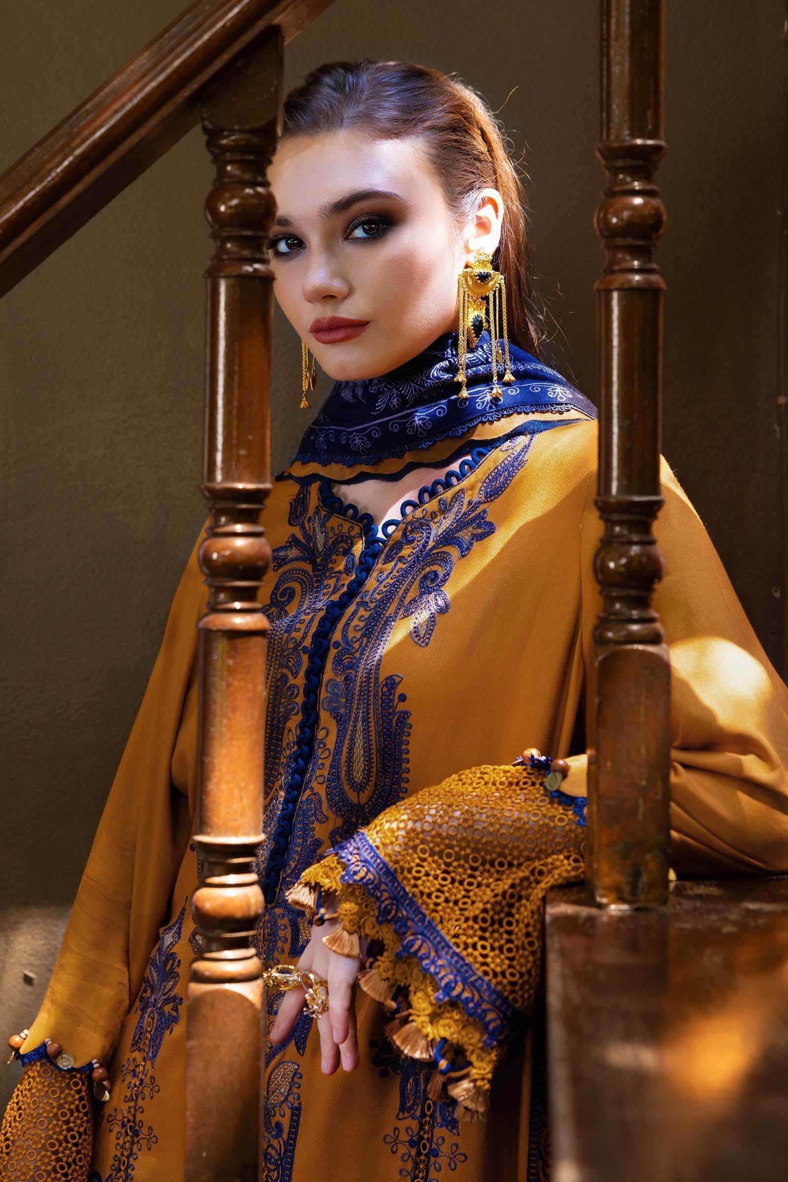 MARIA B- Embroidered Twill Linen Suit MPT-2803-A