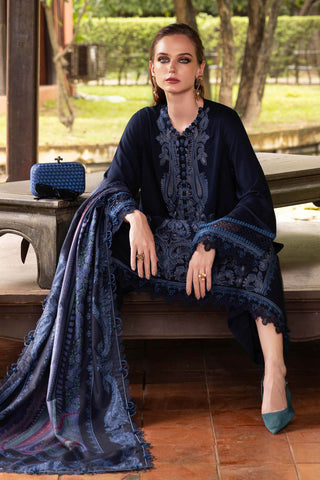 MARIA B- Embroidered Twill Linen Suit MPT-2803-B