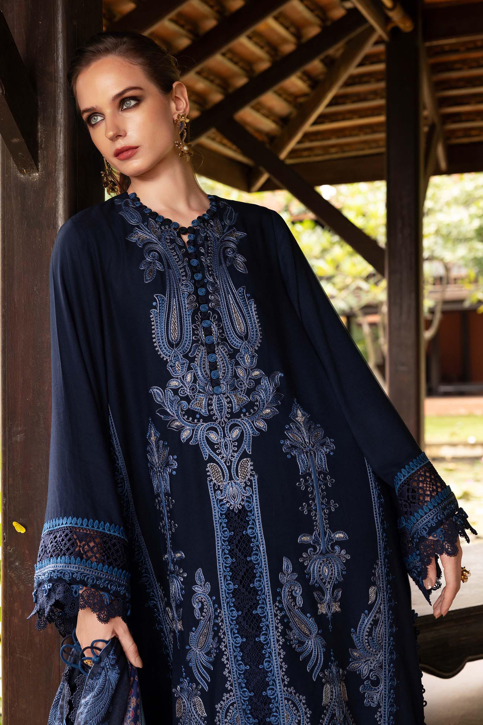 MARIA B- Embroidered Twill Linen Suit MPT-2803-B