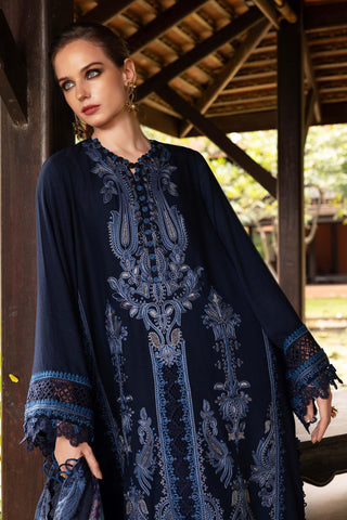 MARIA B- Embroidered Twill Linen Suit MPT-2803-B