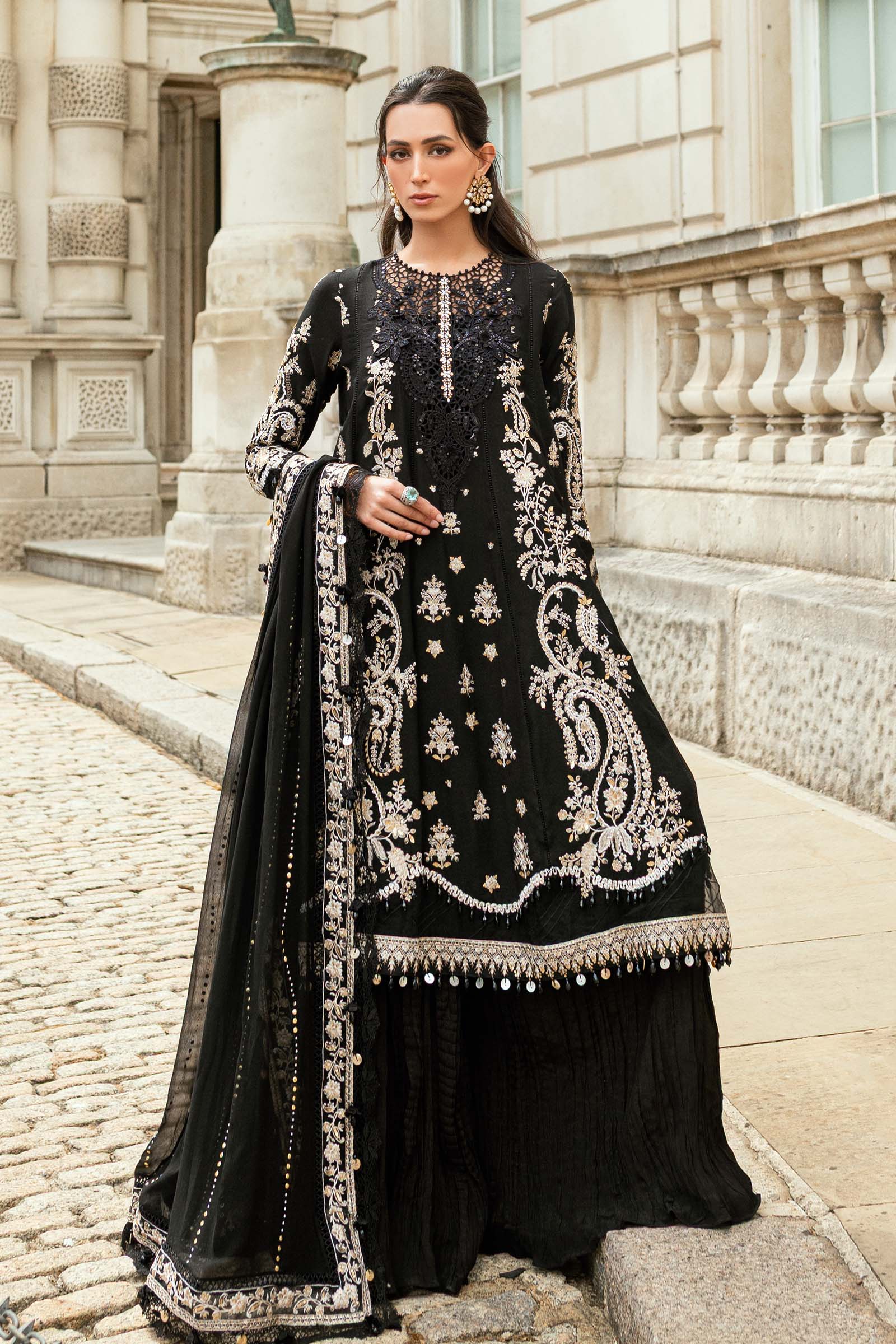 MARIA-B Embroidered Raw Silk Suit | WF-09-03