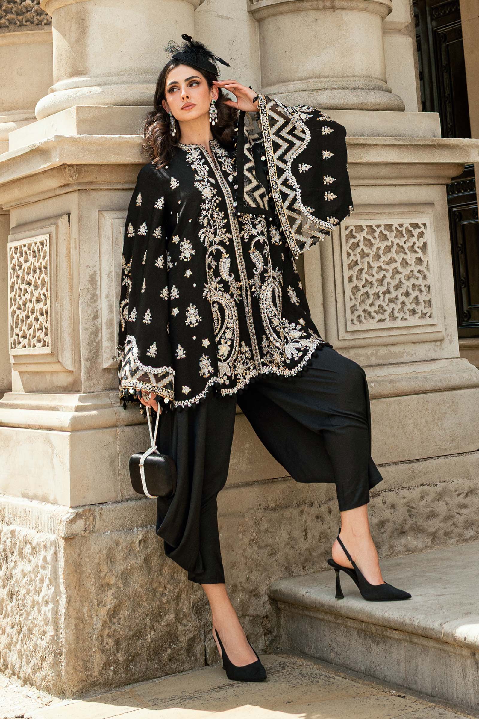 MARIA-B Embroidered Raw Silk Suit | WF-09-03